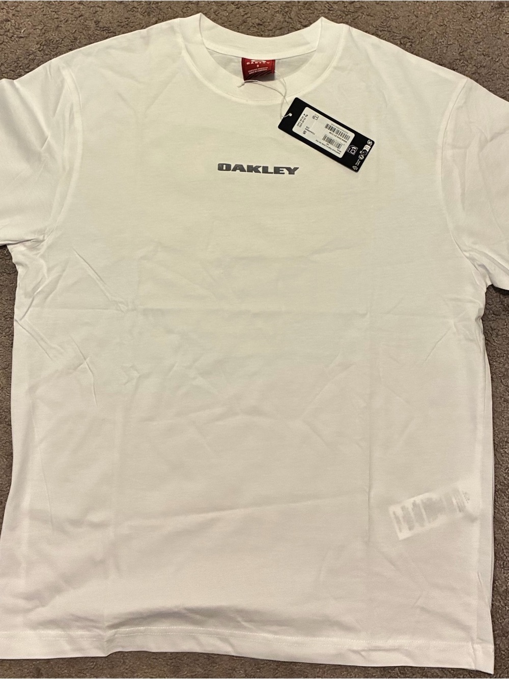 Oakley White Short Sleeve Tee with Center Logo